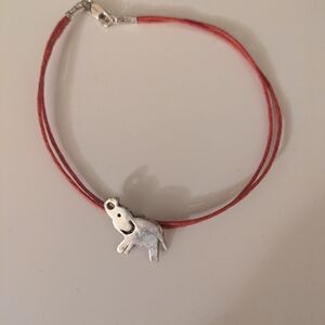 Red Cord Bracelet with Silver Elephant Charm